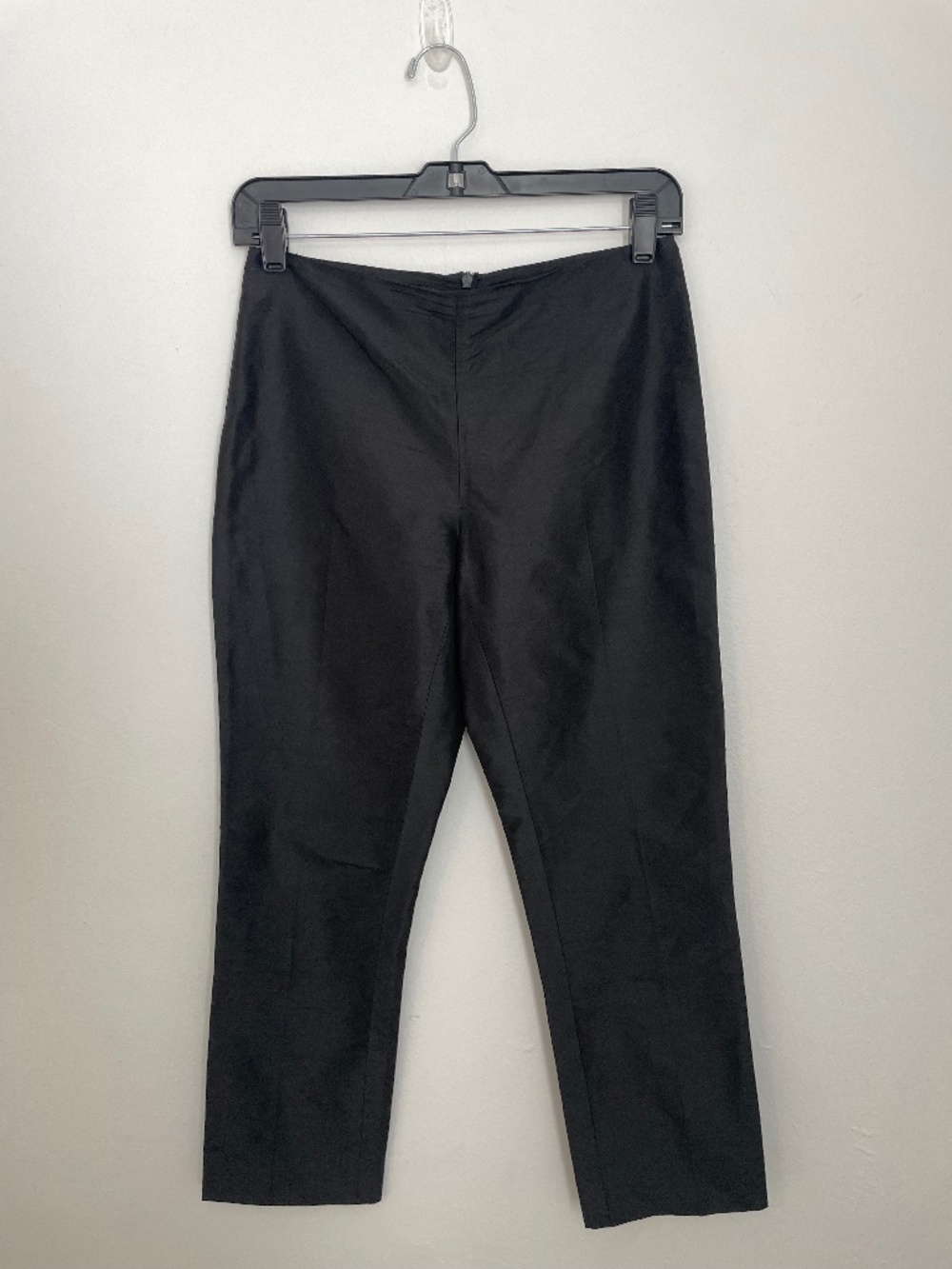 Ralph Lauren Sport Black 100% Raw Silk Straight Leg Ankle Pant Trouser Y2K Sz 2